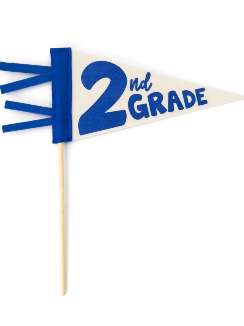 2nd Grade Blue & White Pennant Flag Picture Prop - Back To School Celebration